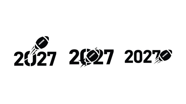 Creative year 2027 logo designs featuring football graphics for events