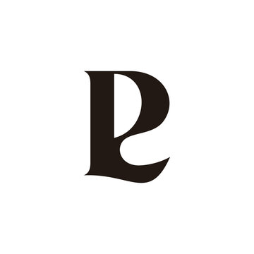 abstract letter pl simple curves font logo vector