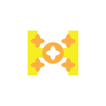letter h shine plus  gold vintage decor logo vector
