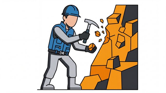 Mount rushmore vektor miner carving mountain rock