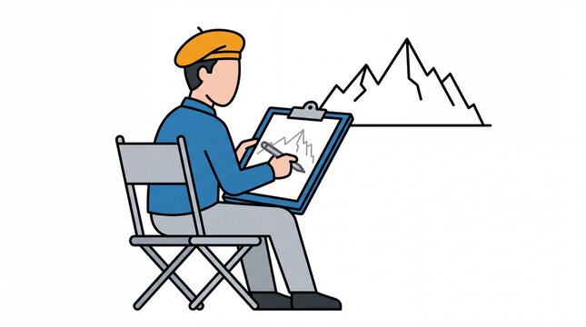 Mount rushmore artist sketching mountain peaks vektor illustration