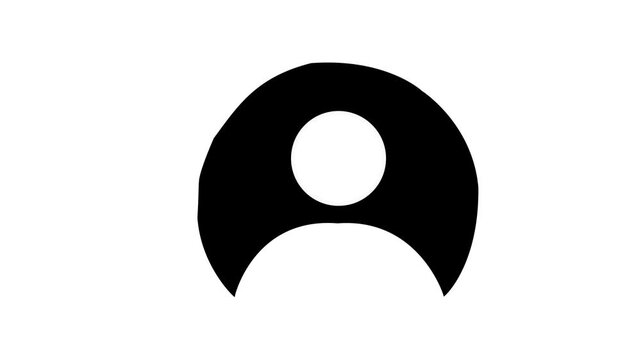 Animated User Profile Icon - Black Minimalist Account Avatar Motion Graphic on White Background