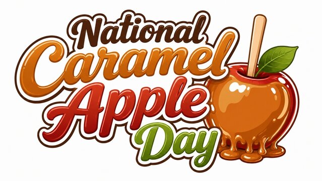 National Caramel Apple Day celebration graphic with a sweet candy apple illustration.