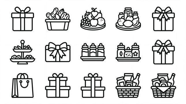 Di wali festifal of lights vektor gift boxes and food icons