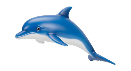 Fototapeta premium A realistic blue dolphin figurine isolated on a clean transparent background for marine life design projects and educational aquatic art