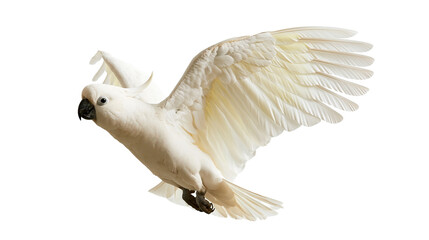 White cockatoo bird in flight with wings spread wide © Peregrine