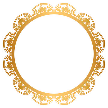 Golden circle mandala frame border