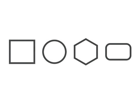 Set of simple geometric shapes including a square circle hexagon and rectangle