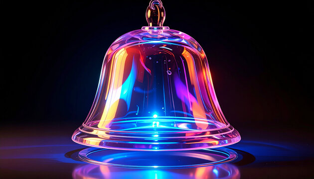3D Render of a Glass Bell Illuminated with Neon Lights