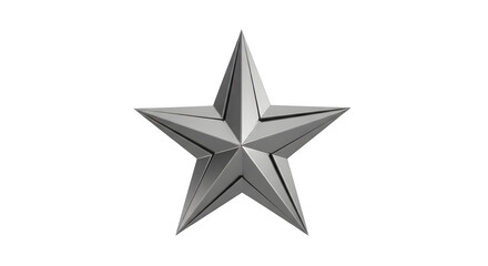 Fototapeta premium Shiny metallic silver star emblem isolated on a clean transparent background for professional design projects