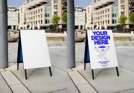 Mockup Of Customizable A-Frame Sidewalk Sign In Oslo