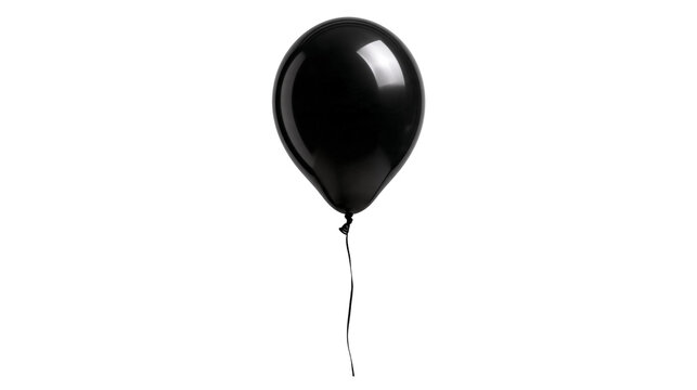 Glossy black latex balloon with a thin string attached
