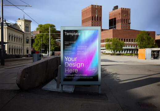 Mockup Of Customizable Outdoor Advertising Billboard In Oslo