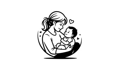 Obraz premium Mother and Baby Face to Face Loving Bond Vector Art