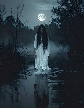 Mysterious Spirit Over Dark Water
