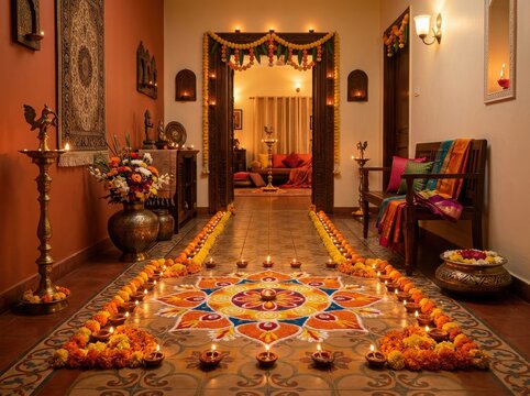 Traditional Indian Diwali Celebration Decor , Diwali, Kali Puja, Indian Festival, Lakshmi