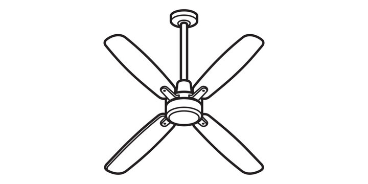 Line art illustration of a fourblade ceiling fan