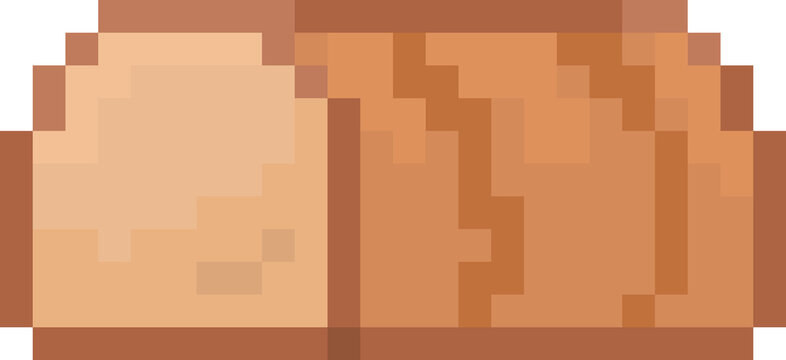 Pixel art sliced bread loaf, 32-bit retro bakery food icon, game asset isolated
