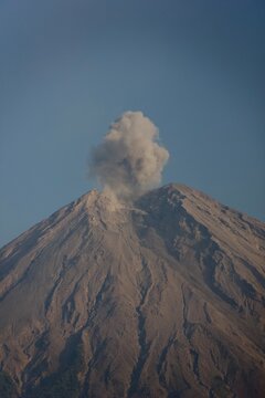 Semeru Volcano Eruption with Large Ash Plume in East Java, Indonesia