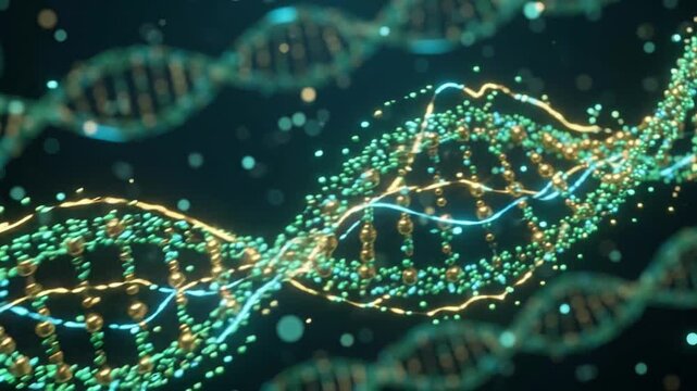 Glowing DNA Double Helix Representing Genetics, Biotechnology, Medical Research, and Molecular Science