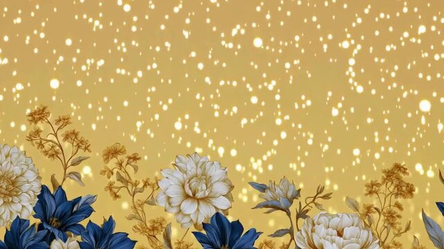 Antique-Style Autumn Flower Frame (Botanical Design with Dahlia, Gentian, and Osmanthus)