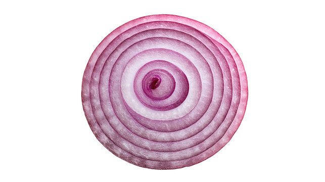 Fresh sliced red onion ring showing concentric layers and purple texture