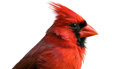 Vibrant red northern cardinal bird profile portrait with crest © Motruc