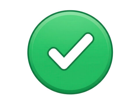 Green circular button with a white check mark icon for user interface design