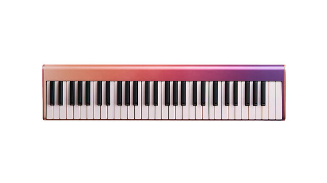 Gradient orange to purple portable MIDI keyboard controller with black and white keys