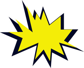 A bright yellow cartoon explosion on a white background © Nazish