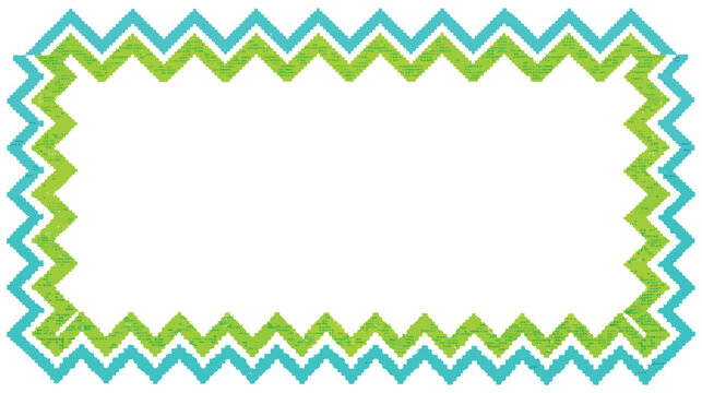 Green and turquoise zigzag border vector illustration featuring a geometric chevron frame for creative design