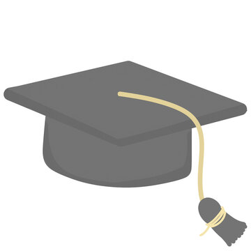 Cute minimalist gray graduation cap icon with a pastel yellow tassel. Simple mortarboard clip art for school graduation, academic success, and student celebration design. gratulatory  university
