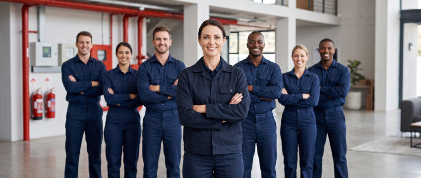 Professional fire protection service team representing sprinkler system maintenance, fire suppression, safety inspection and commercial building fire prevention services.