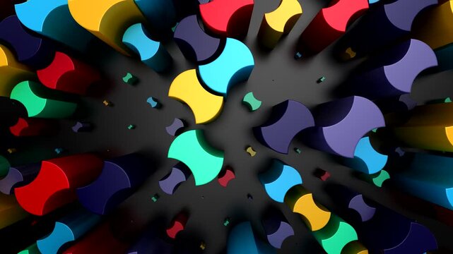 Background of Geometric Shapes. Abstract motion, loop, 3d rendering, 4k resolution
