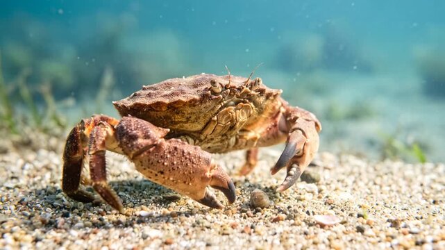 jonah crab underwater close up at morning light in maine usa atlantic coast video