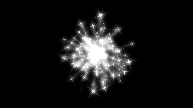 White glowing star fairy dust burst, glitter star blast animation with starry night twinkling, doodle cartoon twinkling stars with fireworks glitter burst effect on green screen. 4k video