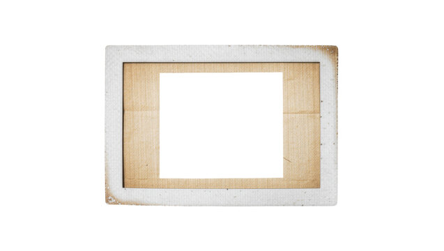 Textured white frame with cardboard backing and blank white space, isolated on transparent background
