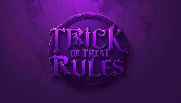 Texto TRICK OR TREAT RULES en dise&ntilde;o g&oacute;tico morado