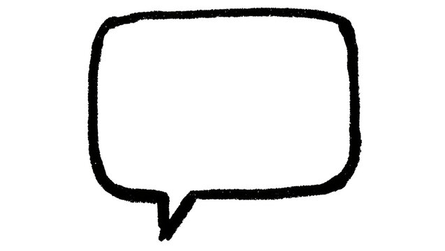 Hand drawn black speech bubble, isolated on transparent background