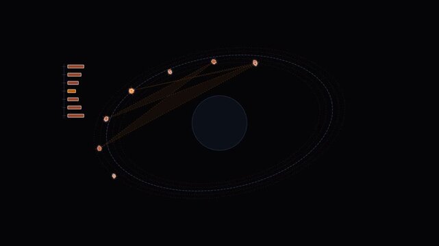 Futuristic digital interface hud display with abstract data elements on dark background