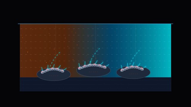 Abstract scientific illustration showing chemical reaction process and molecular structures