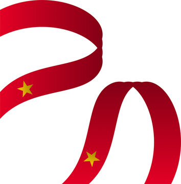 Wavy red vietnam flag ribbon number thirty illustration isolated patriotic national celebration