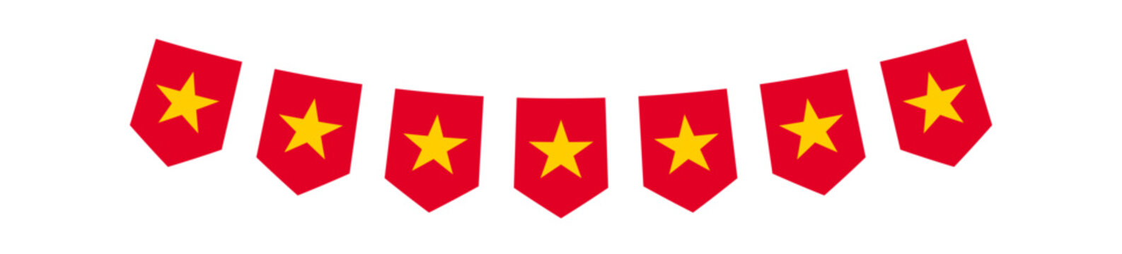 Vietnam flag bunting garland vector illustration red star party decoration festival celebration