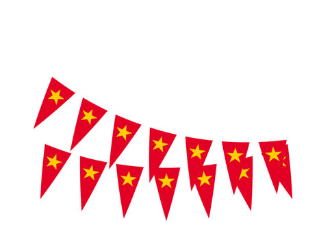 Vietnam flag red yellow star triangular bunting garland festive party celebration vector illustration
