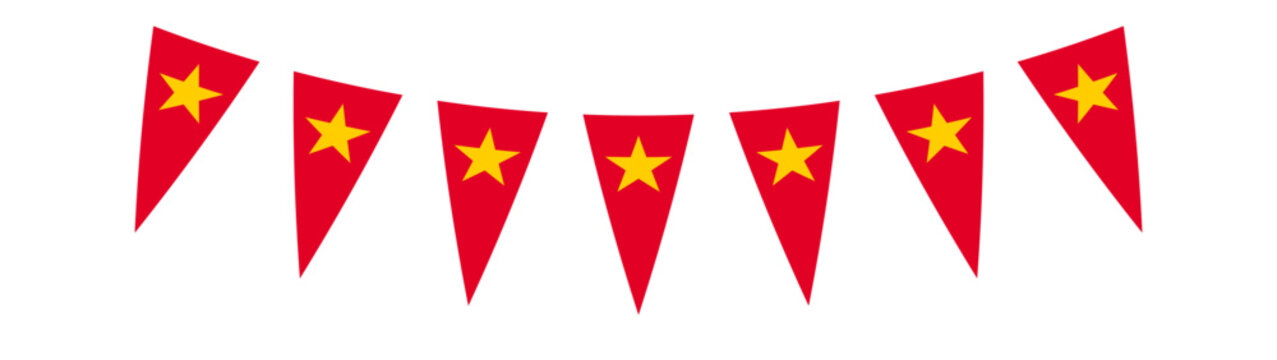 Vietnam flag triangular bunting pennant garland party celebration decoration vector illustration