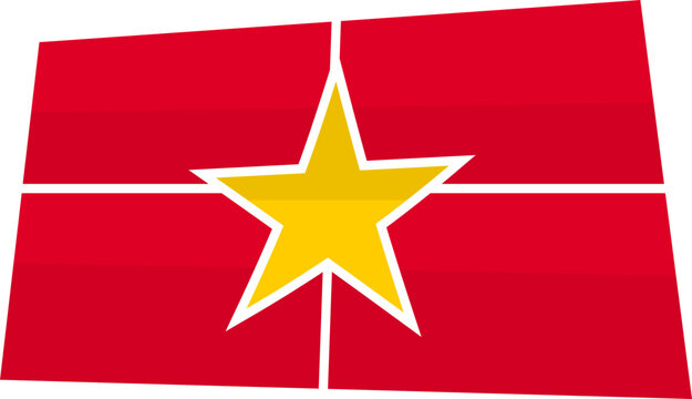 Waving vietnam national flag red yellow star patriotic symbol flat vector illustration