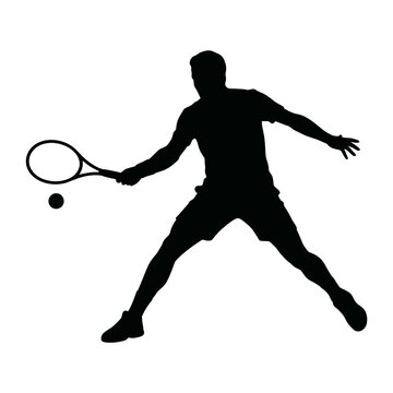A silhouette of a tennis player preparing to hit a ball