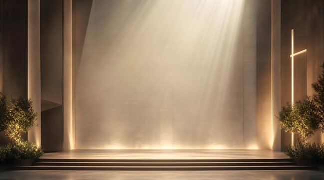 Christian background with soft golden light and copy space