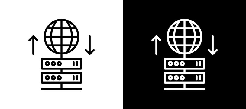 Proxy Server Line Icon On White and Black Backgrounds.   