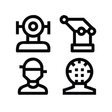 Four simple surveillance camera icons set